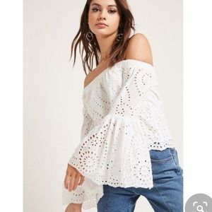 Eyelet off the shoulder top
